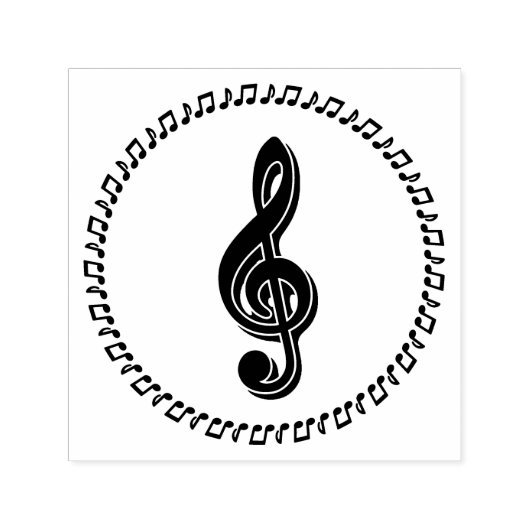 Ontwerp Treble Clef Music Note Design Zelfinktende Stempel (Design)