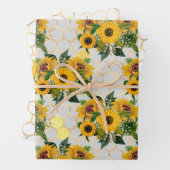 Ontwerp twee van de zonnebloem- en bijenreeks inpakpapier vel (In situ)