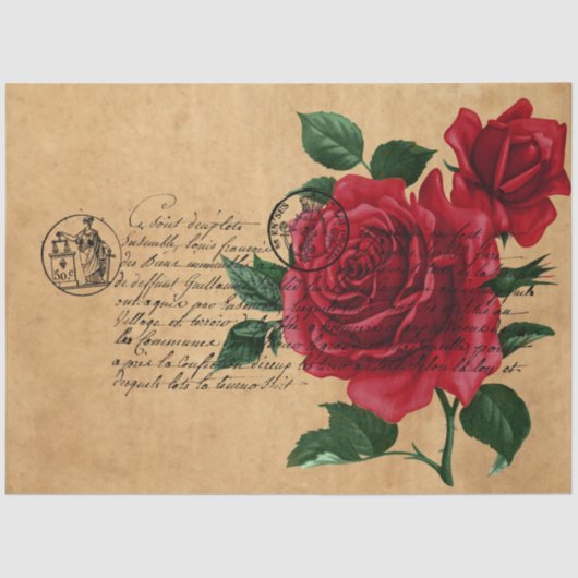 Ontwerp uit de Franse handschrift- en rode rozenre Tissuepapier (Voorkant)