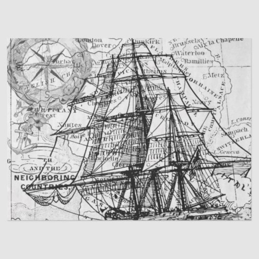 Ontwerp uit de zwarte en witte digitale kaartreeks tissuepapier (Voorkant)