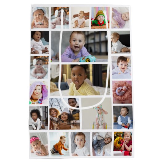 Ontwerp uw eigen 22 fotocollage ingelijst kunst medium cadeauzakje (Achterkant)