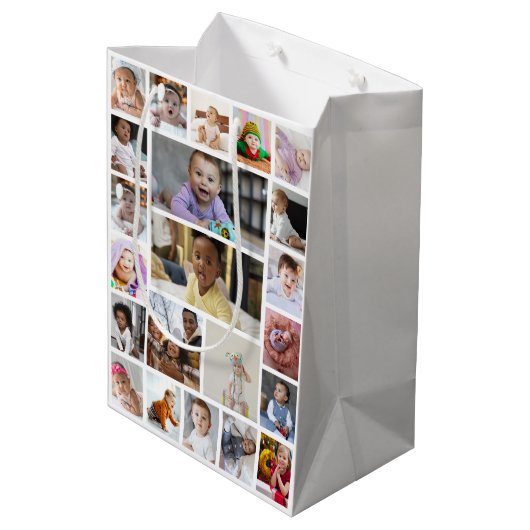 Ontwerp uw eigen 22 fotocollage ingelijst kunst medium cadeauzakje (Achterkant Gekanteld)