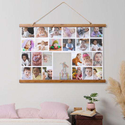Ontwerp uw eigen 25 fotocollage ingelijst kunst hangend wandkleed (Slaapkamer)