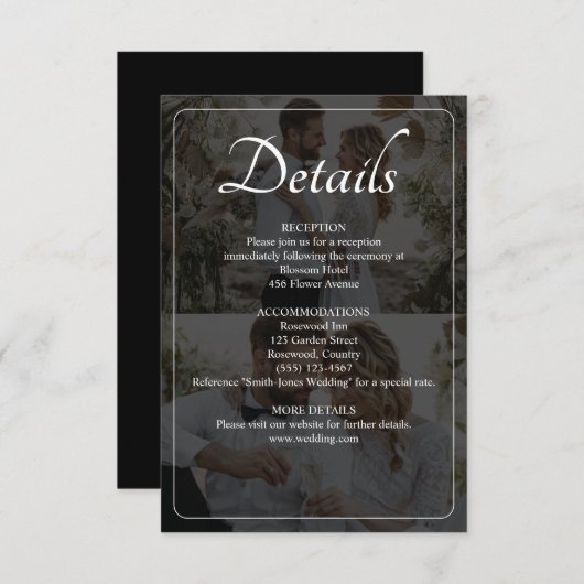 Ontwerp uw eigen 2 foto collage bruiloft informatiekaartje (Voorkant / Achterkant)