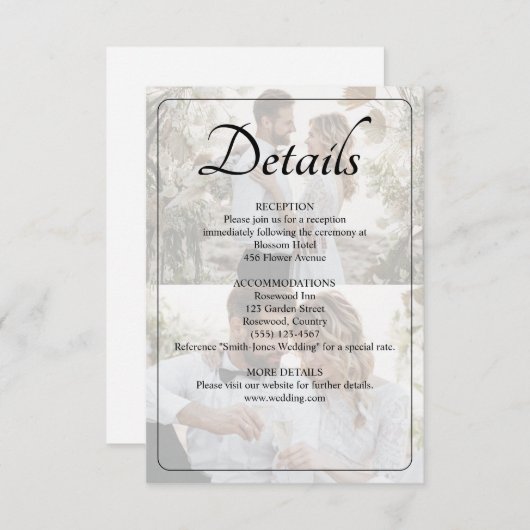 Ontwerp uw eigen 2 foto collage bruiloft informatiekaartje (Voorkant / Achterkant)