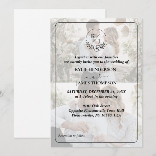 Ontwerp uw eigen 2 foto collage bruiloft kaart (Voorkant / Achterkant)