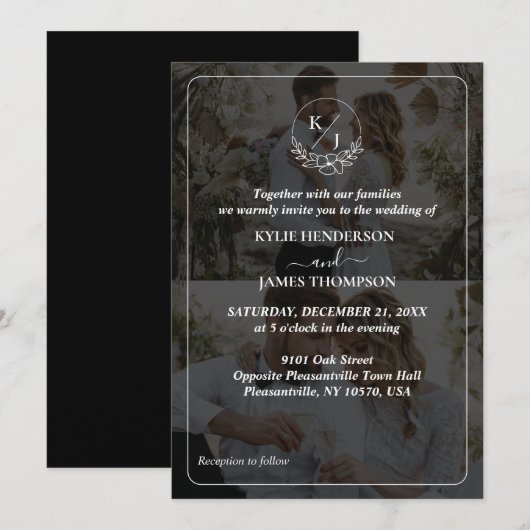 Ontwerp uw eigen 2 foto collage bruiloft kaart (Voorkant / Achterkant)