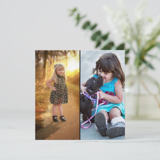 Ontwerp uw eigen 2 fotocollage bedankkaart (Staand voorkant)