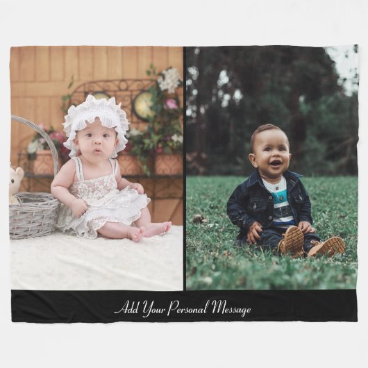 Ontwerp uw eigen 2 fotocollage fleece deken (Voorkant (Horizontaal))