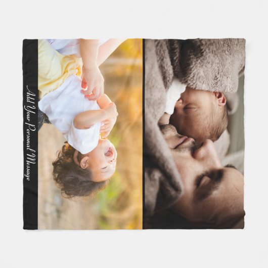 Ontwerp uw eigen 2 fotocollage fleece deken (Voorkant (Horizontaal))