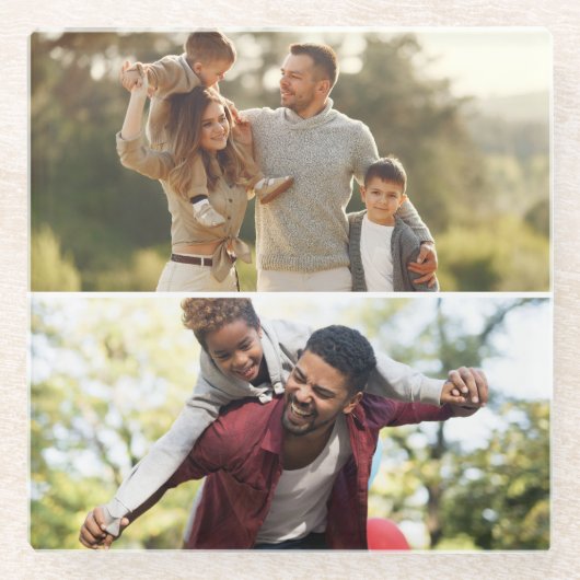 Ontwerp uw eigen 2 fotocollage glazen onderzetter (Voorkant)