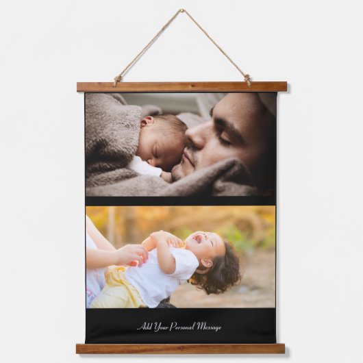 Ontwerp uw eigen 2 fotocollage hangend wandkleed (Voorkant)