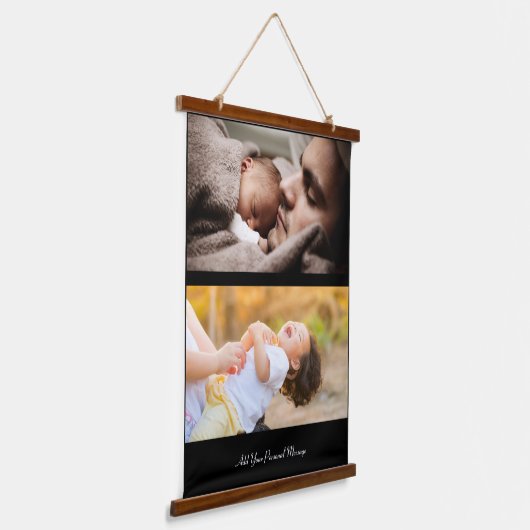 Ontwerp uw eigen 2 fotocollage hangend wandkleed (Gebogen)