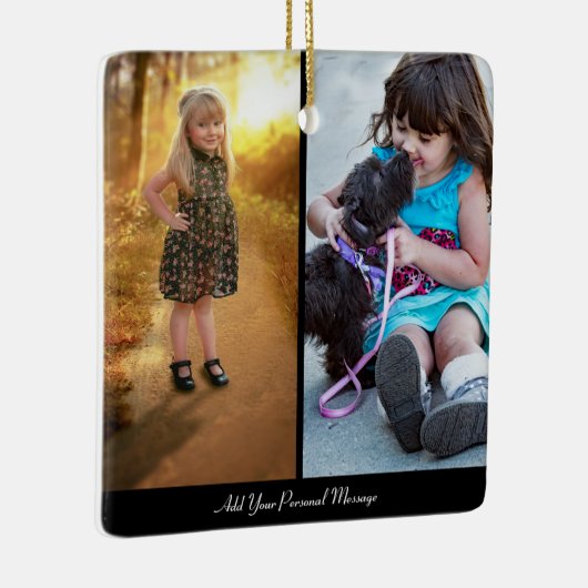 Ontwerp uw eigen 2 fotocollage keramisch ornament (Rechts)