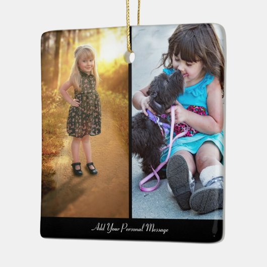 Ontwerp uw eigen 2 fotocollage keramisch ornament (Links)