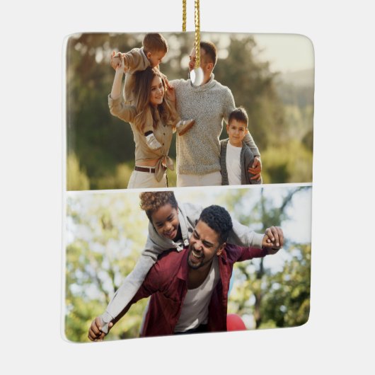 Ontwerp uw eigen 2 fotocollage keramisch ornament (Rechts)
