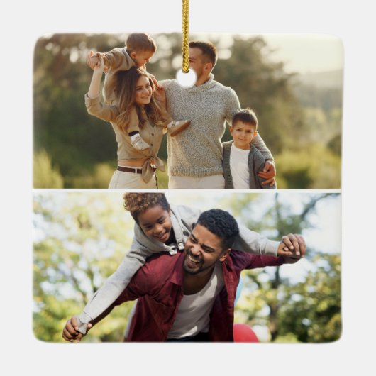 Ontwerp uw eigen 2 fotocollage keramisch ornament (Achterkant)