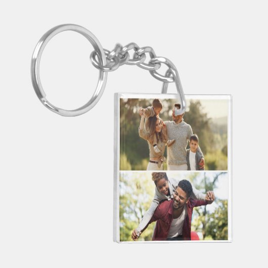 Ontwerp uw eigen 2 fotocollage sleutelhanger (Voorkant Links)