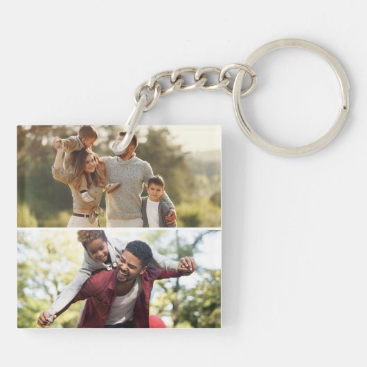 Ontwerp uw eigen 2 fotocollage sleutelhanger (Achterkant)