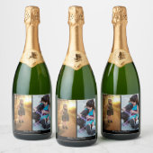 Ontwerp uw eigen 2 fotocollage sparkling wijnetiket (Flessen)