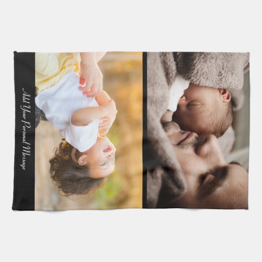 Ontwerp uw eigen 2 fotocollage theedoek (Horizontaal)