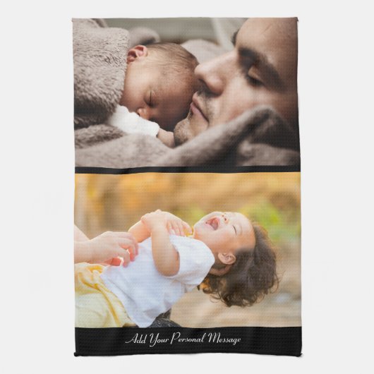 Ontwerp uw eigen 2 fotocollage theedoek (Verticaal)