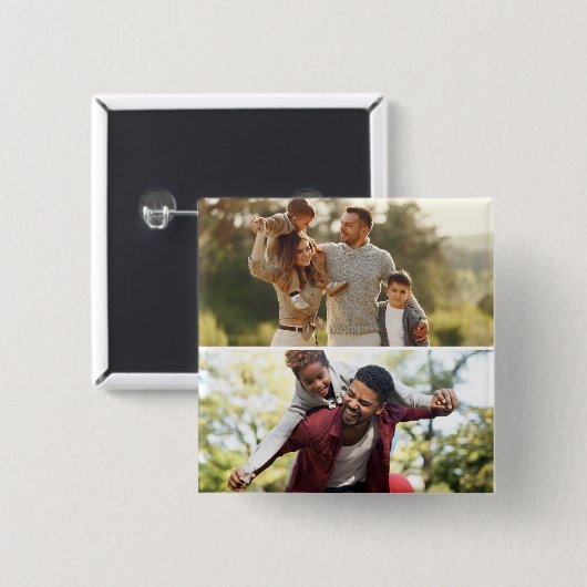 Ontwerp uw eigen 2 fotocollage vierkante button 5,1 cm (Voorkant /achterkant)
