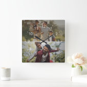 Ontwerp uw eigen 2 fotocollage vierkante klok (Huis)