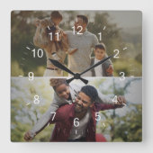Ontwerp uw eigen 2 fotocollage vierkante klok (Voorkant)