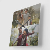 Ontwerp uw eigen 2 fotocollage vierkante klok (Hoek)