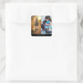 Ontwerp uw eigen 2 fotocollage vierkante sticker (Tas)