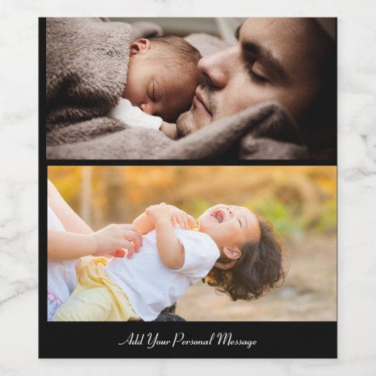 Ontwerp uw eigen 2 fotocollage wijn etiket (Enkel label)