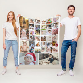Ontwerp uw eigen 35 fotocollage Poster Fleece Deken