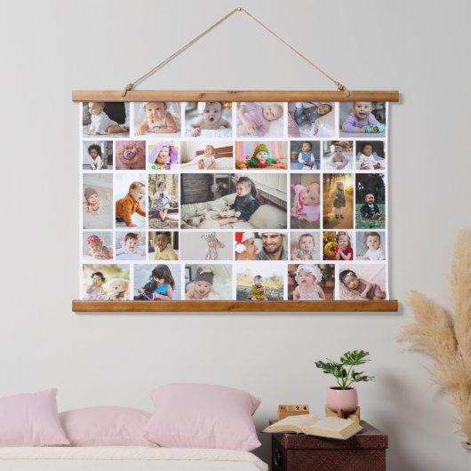 Ontwerp uw eigen 35 fotocollage Poster Hangend Wandkleed (Slaapkamer)