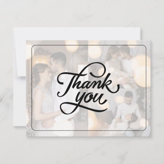 Ontwerp uw eigen 3 foto collage bruiloft bedankkaart (Voorkant)