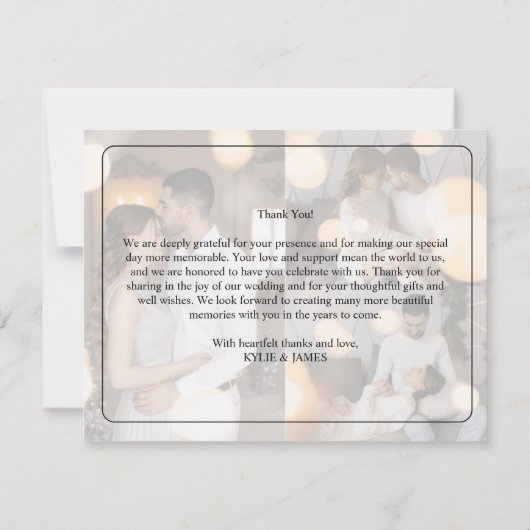 Ontwerp uw eigen 3 foto collage bruiloft bedankkaart (Achterkant)