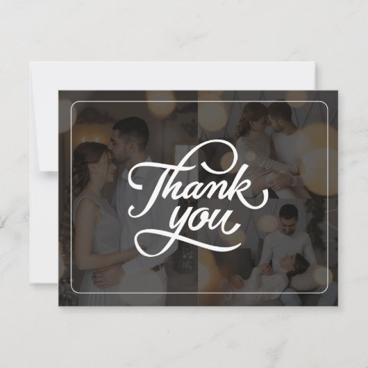 Ontwerp uw eigen 3 foto collage bruiloft bedankkaart (Voorkant)