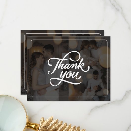 Ontwerp uw eigen 3 foto collage bruiloft bedankkaart (Voorkant / Achterkant in situ)