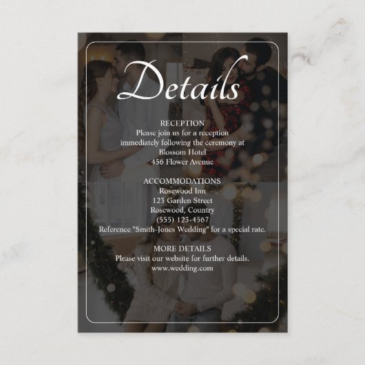 Ontwerp uw eigen 3 foto collage bruiloft informatiekaartje (Voorkant)