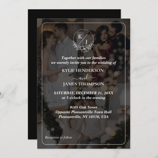 Ontwerp uw eigen 3 foto collage bruiloft kaart (Voorkant / Achterkant)