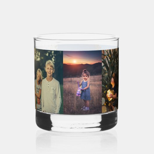 Ontwerp uw eigen 6 foto collage Sjabloon Whisky Glas (Achterkant)