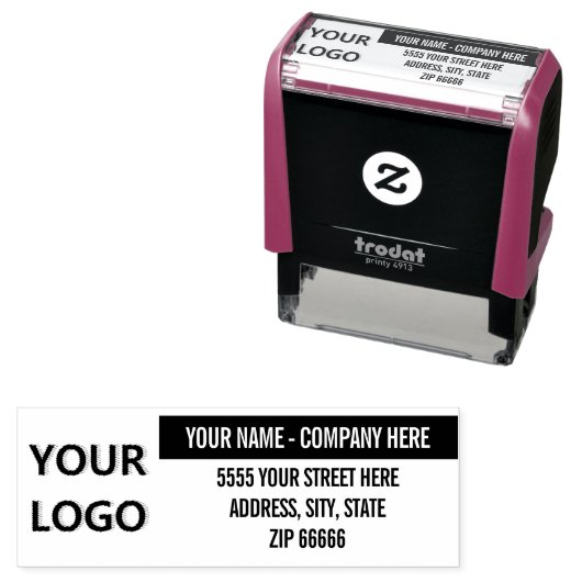 Ontwerp uw eigen aangepaste adresstempel met Logo Zelfinktende Stempel (In situ)