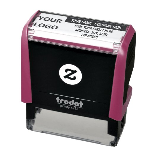 Ontwerp uw eigen aangepaste adresstempel met Logo Zelfinktende Stempel (Product)