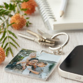Ontwerp uw eigen aangepaste familiefoto sleutelhanger (Voorkant Rechts)