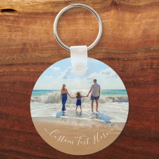 Ontwerp uw eigen aangepaste foto en tekst Sleutelh Sleutelhanger (Achterkant)