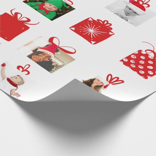 Ontwerp uw eigen aangepaste foto met kerstmis cadeaupapier (Hoek)