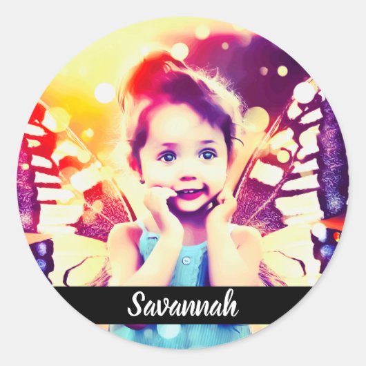 Ontwerp uw eigen aangepaste persoonlijke naam Foto Ronde Sticker (Voorkant)