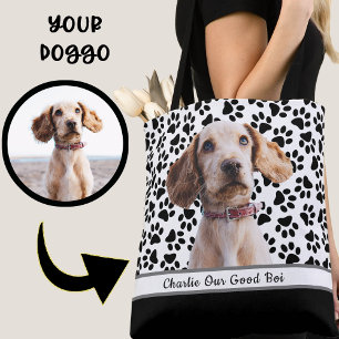 Ontwerp uw eigen: Aangepaste pootafdruk hondenfoto Tote Bag