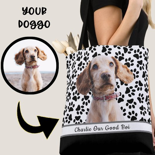 Ontwerp uw eigen: Aangepaste pootafdruk hondenfoto Tote Bag