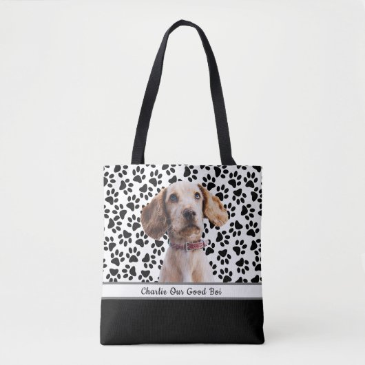 Ontwerp uw eigen: Aangepaste pootafdruk hondenfoto Tote Bag (Voorkant)
